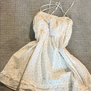 Free people Gabby Mini Dress Ivory Cherry Print Smocked Stretch